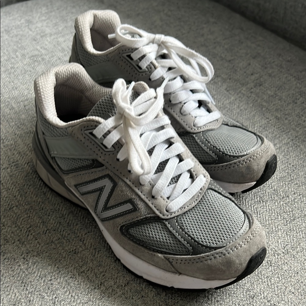 New Balance Gray and White 990 Sneakers